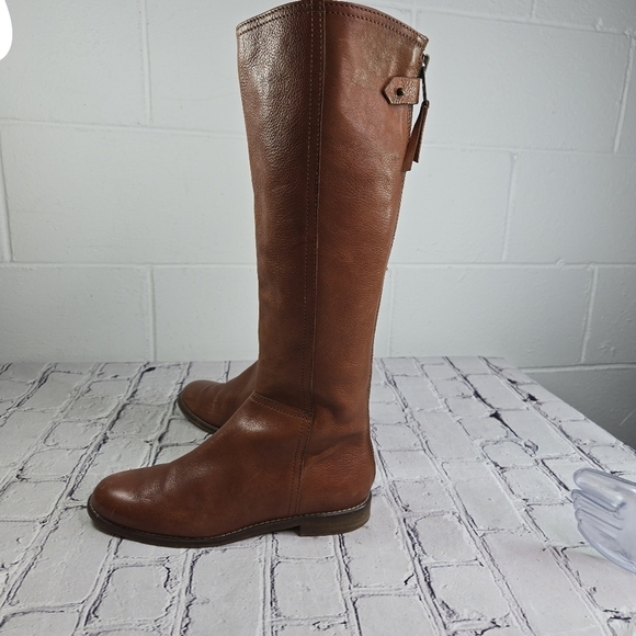 Madewell Sidney brown tall leather low heel equestrian riding boots - Picture 5 of 11
